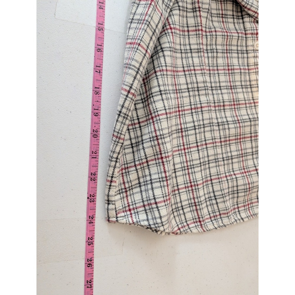 Woolrich Womens Medium Cream Red Plaid Flannel Button Up Shirt 100% Cotton 2006 - Picture 10 of 13